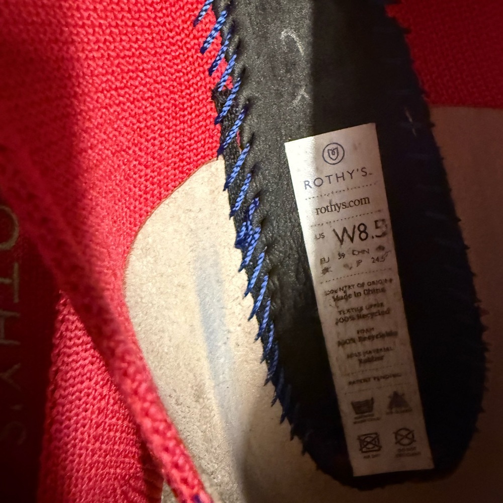 Rothy's Bold Red Flats with Blue Accents - Picture 5 of 5